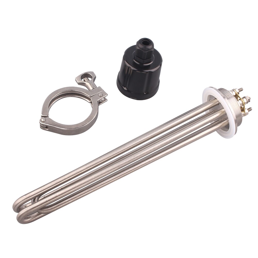 AIICIOO 2&quot;Tri Clamp Heating Element 220v for Liquid Brewing SUS304 64mm Flange Power 3KW/4.5KW/6KW/9KW/380V 12KW: with clamp / 3kw 190MM