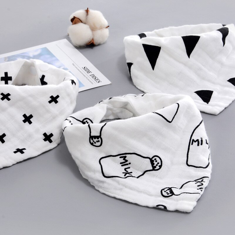 Milk Bottle Print Baby Saliva Towel Infant Kids Triangle Head Scarf Bandana Feeding Bib Cloth Saliva Towel Baby Bibs Burp Cloth