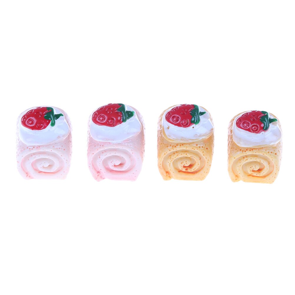 5pcs Resin Strawberry Cake, Adorable Miniature Cakes, Resin Cabochons for Phone Decoration, DIY Crafts Making