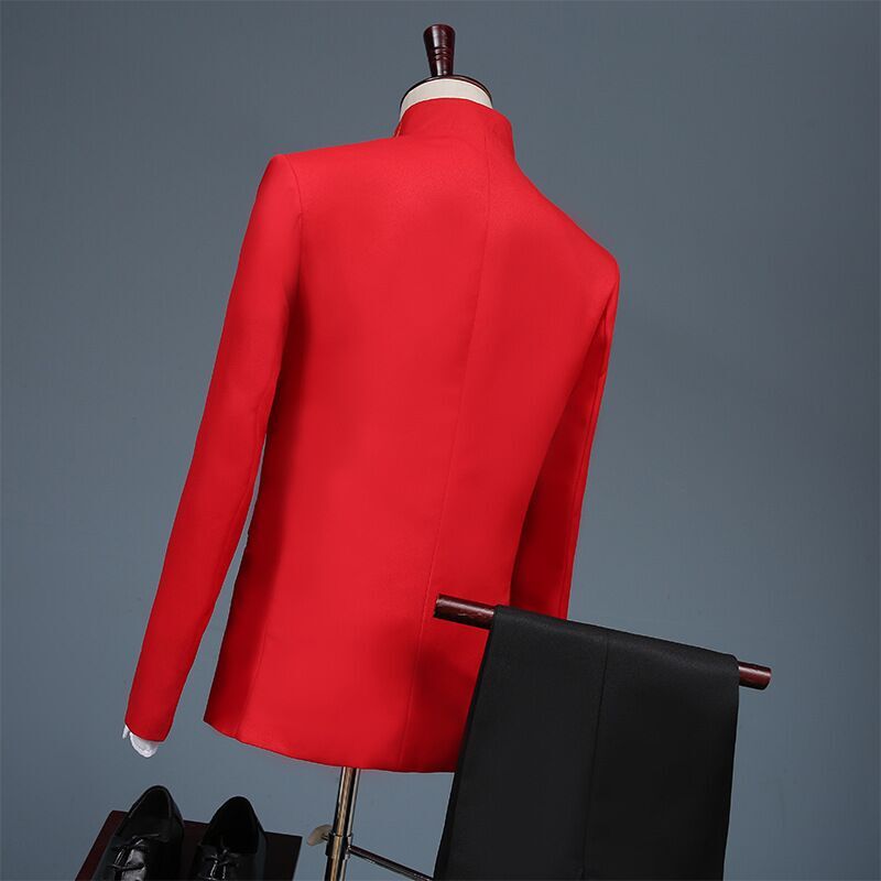 Conjunto de 2 trajes con estampado Floral para hombre, traje de 2 piezas para cantante de escenario, chaqueta para novio y boda