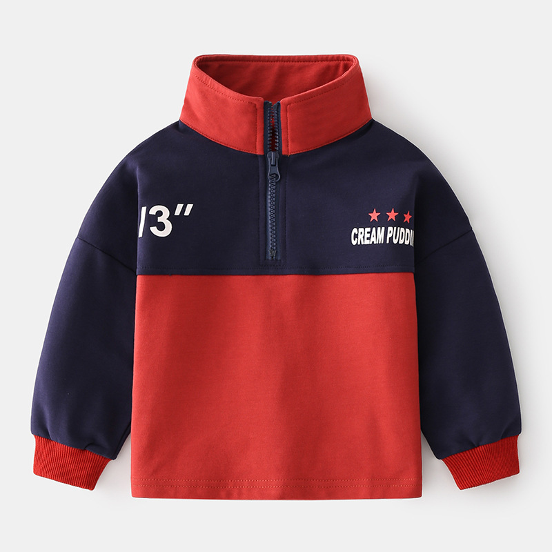 Meninos roupas crianças camisola outono longo-mangas compridas menino topo 2022 zíper outono menino roupas jaqueta para crianças meninos jaqueta: Red / CN-Size-90