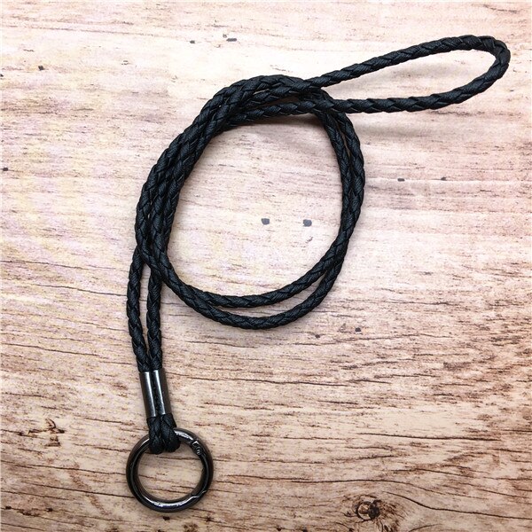 10pcs/lot Neck Lanyard Braided Necklace String Strap for Student Staff Work Card Holder USB Holder ID Pass Card Badge Holder: black 03 10pcs
