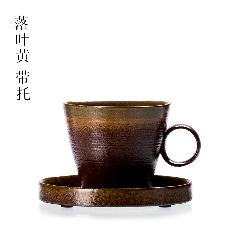 250ml Japanese-style Ceramic Pottery Coffee Cup Vintage Circle Handgrip Drinkware Office Water Milk Mug Sent Friends: C