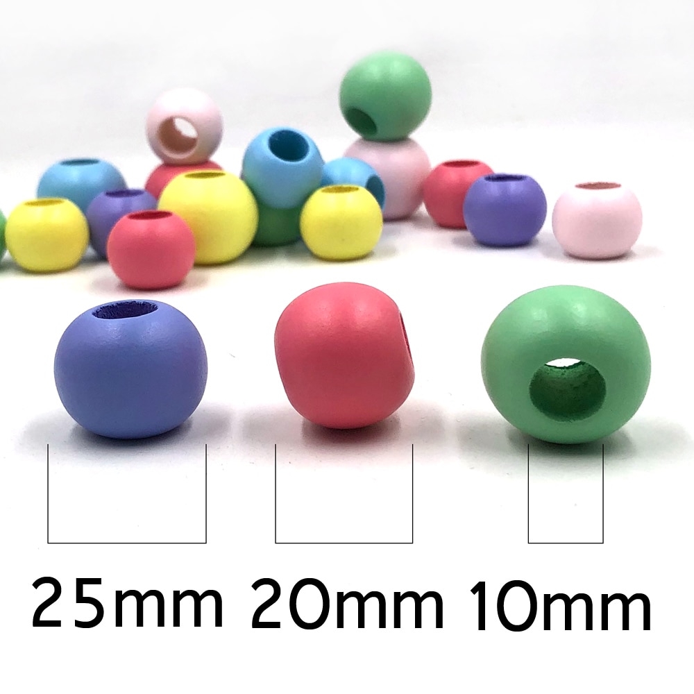 50pcs 15x20mm DIY Natural Ball Round Stripe Spacer Wooden Beads Lead-Free Wooden Balls Loose Ball Beads Big Hole Supply