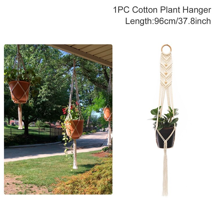 Macramé hecho a mano colgador de plantas cestas soporte para macetas balcón colgante maceta cesta decoración cuerda de elevación suministros de jardín para el hogar