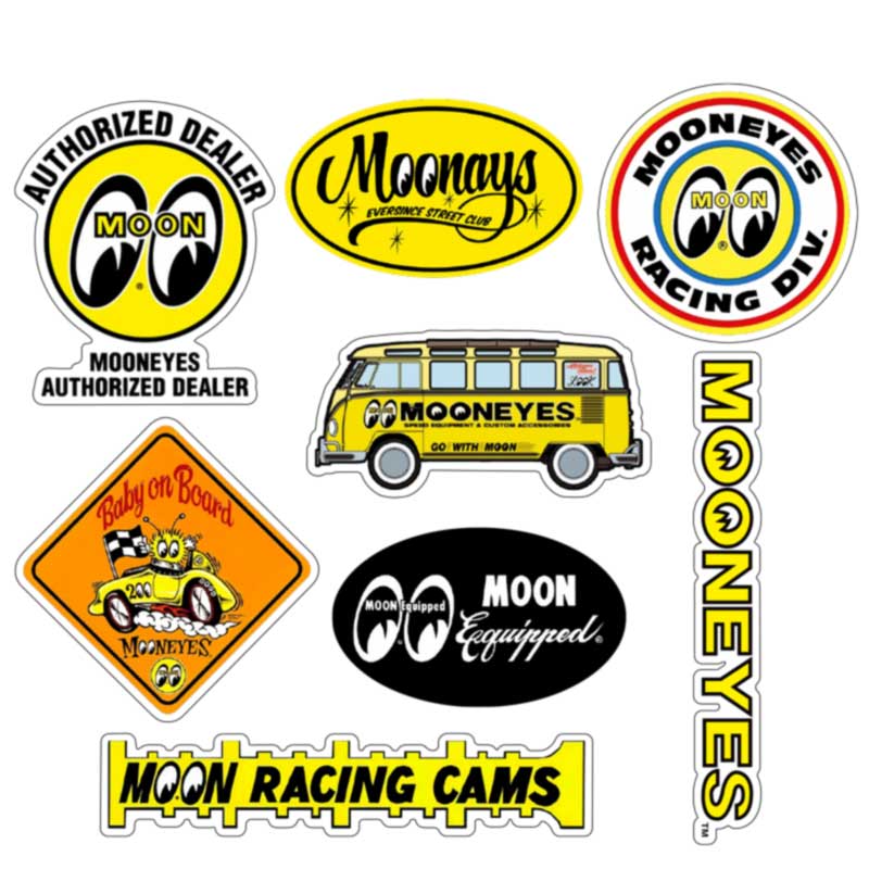8 unids/set de pegatinas, calcomanías de Motor, pegatinas de Luna para coche, decoración de monopatín, Pegatinas impermeables para equipaje, portátil, lanzador de bicicleta