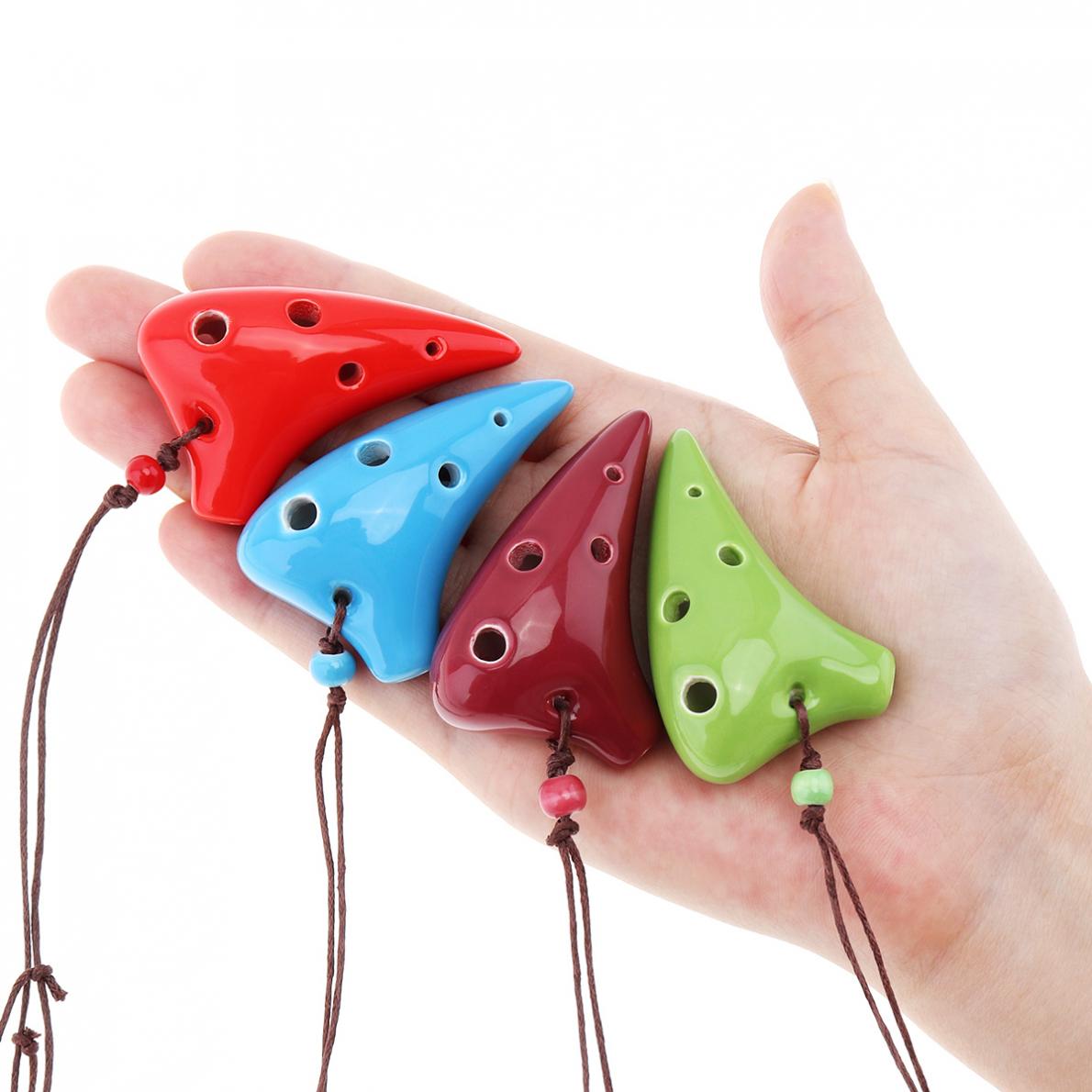Mini collar de Alto ToneC de 6 agujeros, instrumento de flauta de cerámica Ocarina con cuerda colgante, 4 colores opcionales