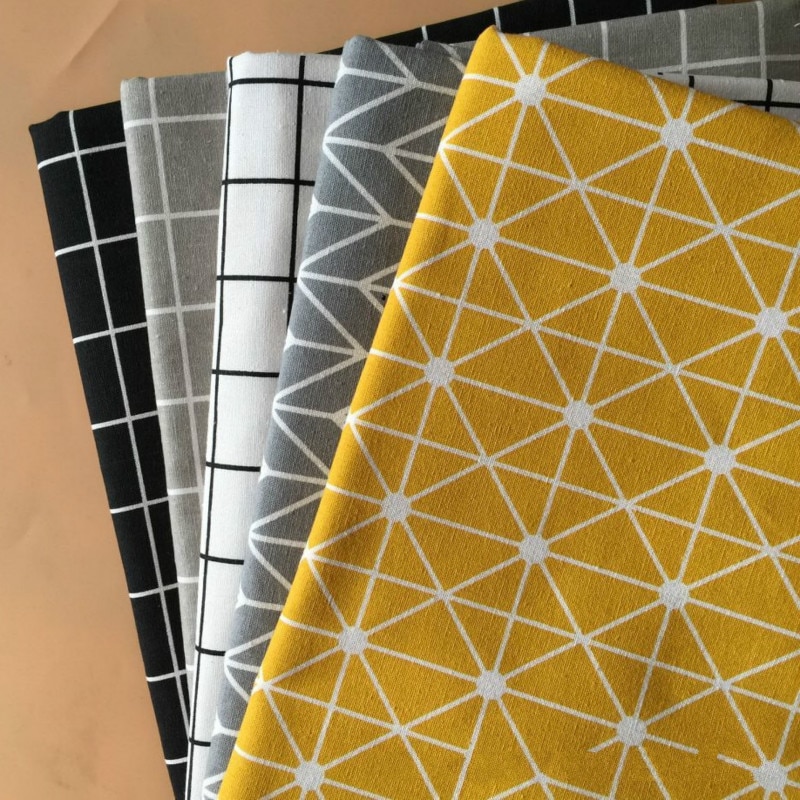 Geometric Patterns DIY Sewing Cotton and Linen Fabric for Patchwork Plaid Printed Cotton Linen Fabric Tablecloth Curtain Textile