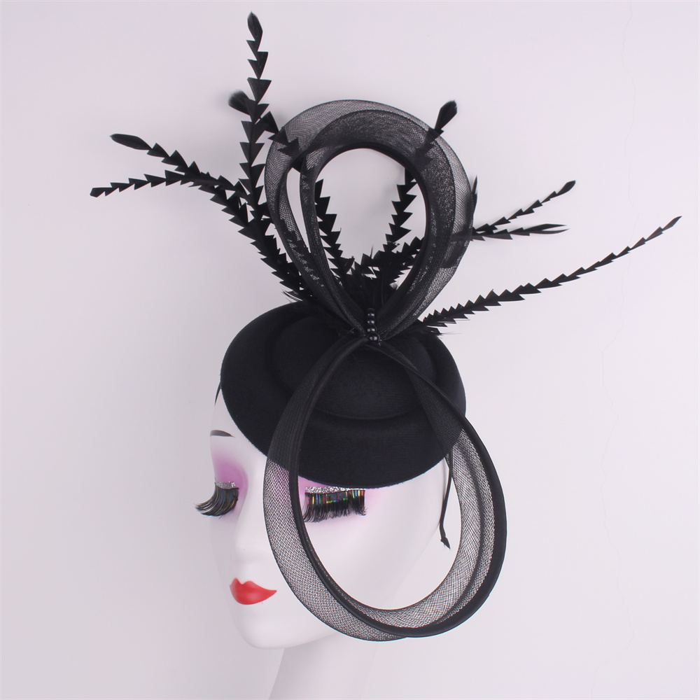Kentucky Party Pillbox Cap Bruiloft Vrouwen Kerk Tovenaar Veren Hoed Elegante Dames Bruiloft Hoofddeksel Evenement Nigh Thee Chapeau: Black