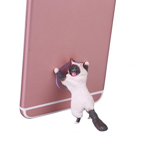 Draagbare Telefoon Houder Leuke Kat Vorm Hars Mobiele Telefoon Houder Zuignap Standaard Houder Voor Smartphone Desktop Decor: White Brown