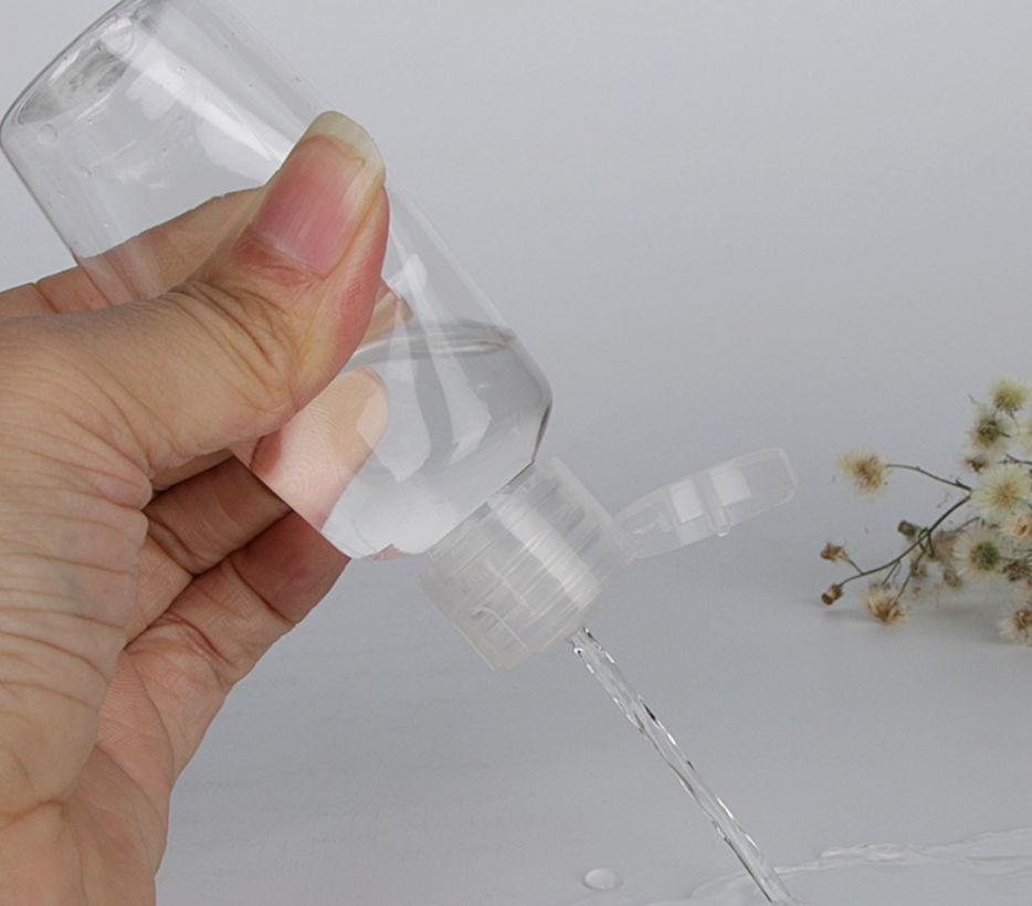 5 uds 30/50/100ML botella transparente de plástico vacía recargable con tapa abatible botellas de viaje portátiles para champú y acondicionador