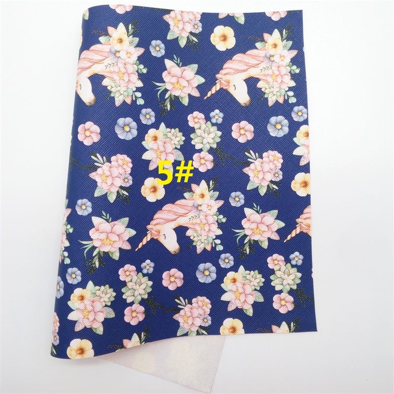 Unicorn Printed Synthetic Leather Faux Fabric Sheets Felt Backing Leather Sheets For Accessories Bows 21X29CM GM2167A: 5