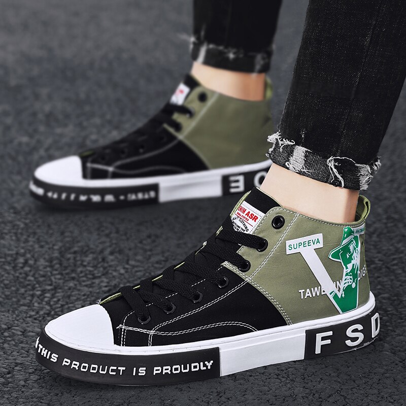 Chaussures d'été en tissu aizhetu, chaussures de marée respirantes, chaussures montantes décontractées, chaussures pour hommes, chaussures en toile
