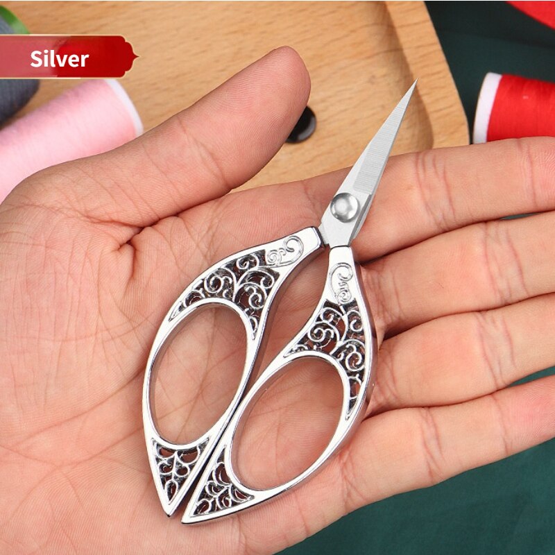 Retro Butterfly Small Scissors Tailor Cut Thread Head Cut Stainless Steel Office Handmade Embroidery Scissors Sewing Scissors: Silver