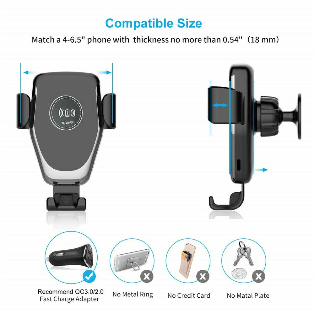 Geartronics 10w qi draadloze snellader autohouder voor iphone x xs samsung  s9