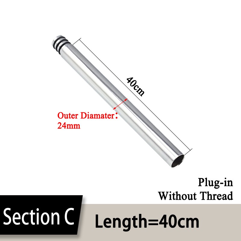 Alargador de ducha de 24mm/22mm/20mm, 30/40cm, chapado en cobre/barra de extensión de ducha negra sin rosca, tubo de ducha alargador: C-Length40cm