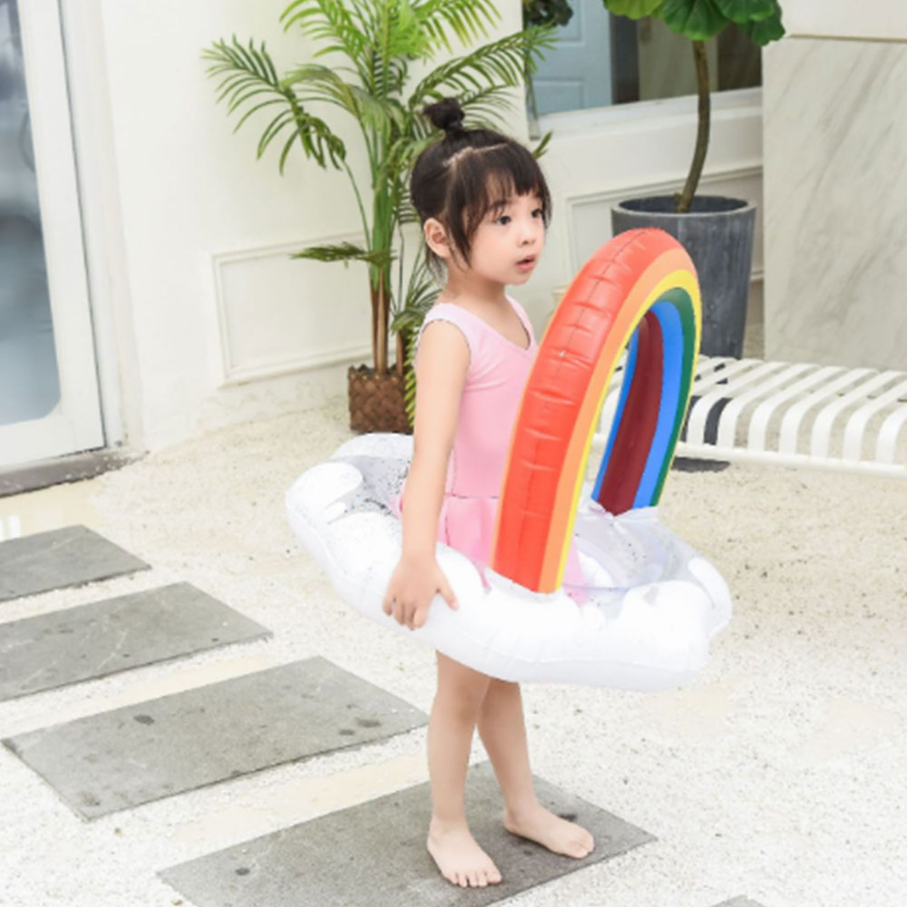 Regenboog Zwemmen Cirkel Zwembad Pvc Float Babyzitje Opblaasbare Ring Zwemmen Veiligheid Training Voor Peuter Zomer Zwembad Speelgoed