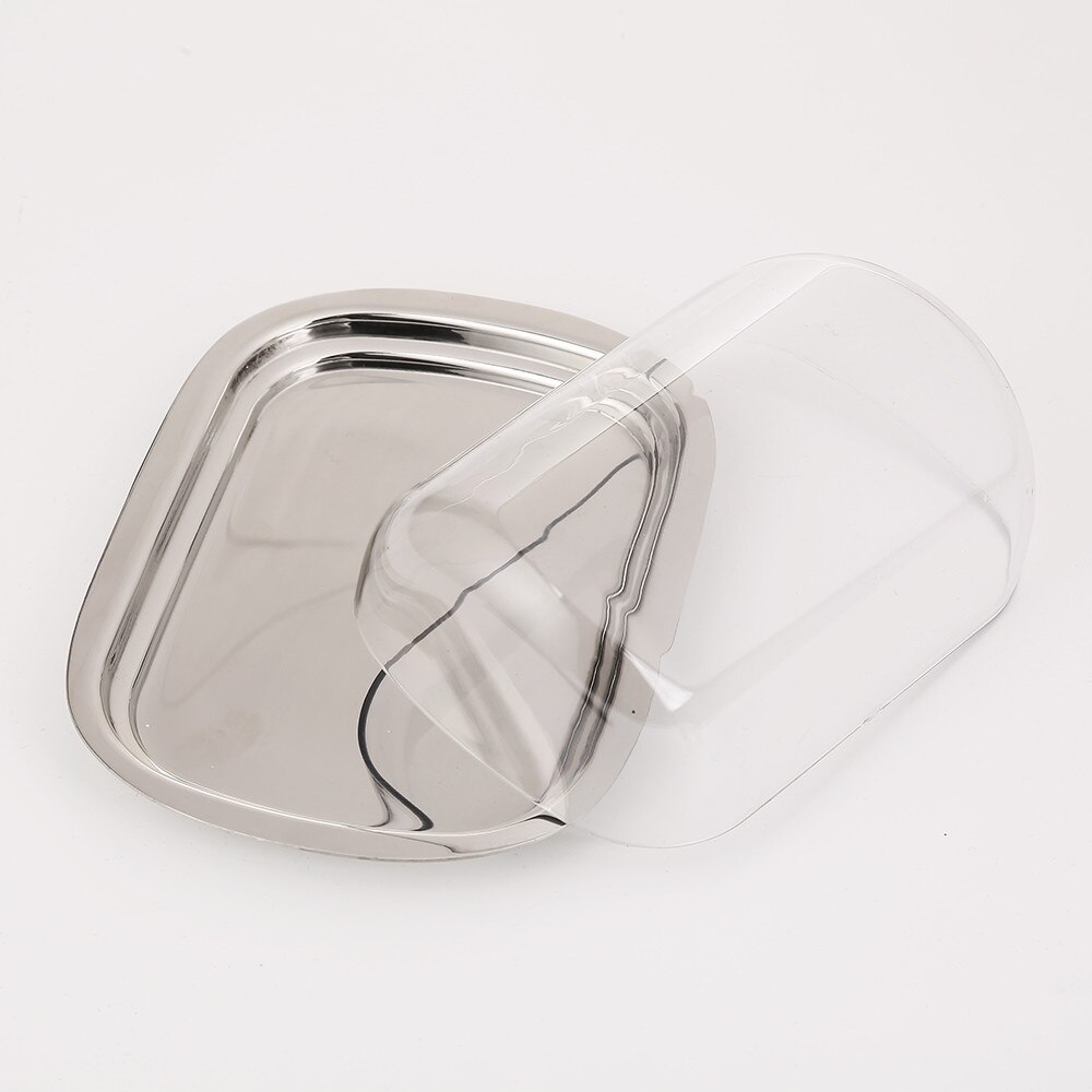 Realand Stainless Steel Butter Dish Box Container Cheese Server Storage Keeper Tray with Transparent Easy Lid
