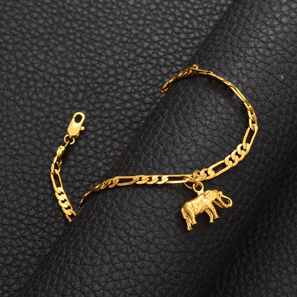 Anniyo Elephant Anklets for Women Men Girls Gold Color Jewelry Foot Chains Religious and Wedding Accessories #210406