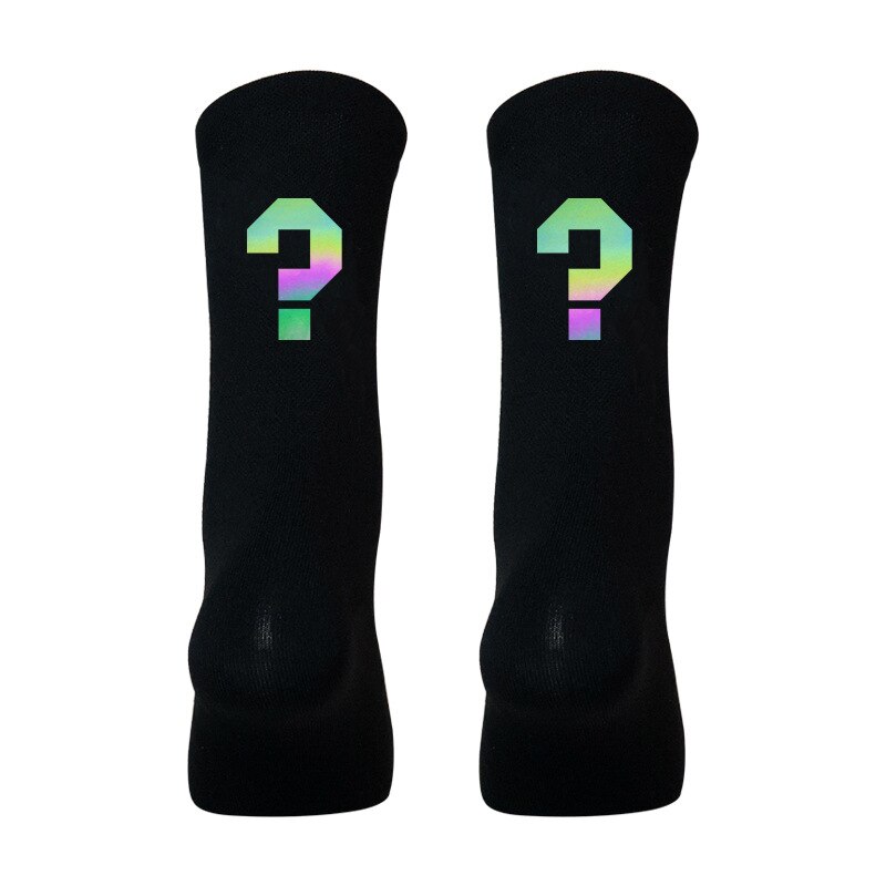1 para kolorowe odblaskowe skarpety rowerowe sporty rowerowe oddychające szybkie suche Knitting Mid-tube wiosna letnie skarpetki damskie i męskie: BLACK13