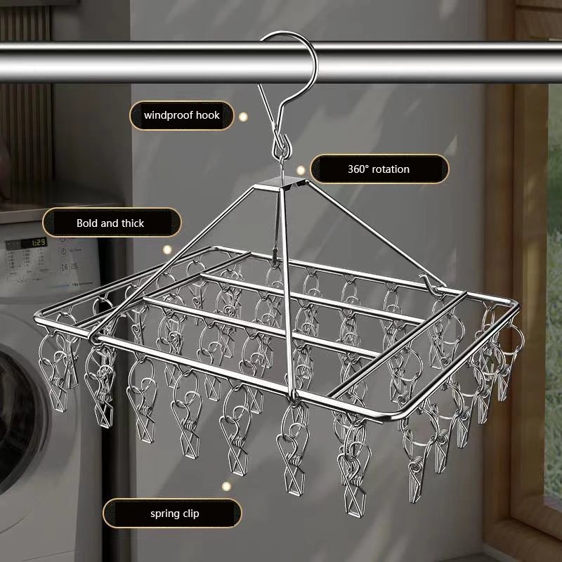 Roestvrij staal winddichte wasknijper washanger waslijn sok handdoek beha droogrek wasknijper haak airer droger