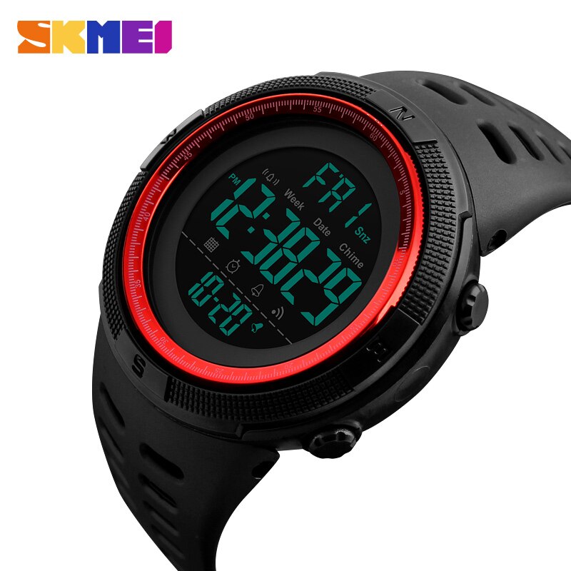 Heren Horloges Dive 50m Digitale LED Leger Sport Horloge Heren Casual Elektronica Horloges Man Klok relojes hombre SKMEI: Black Red