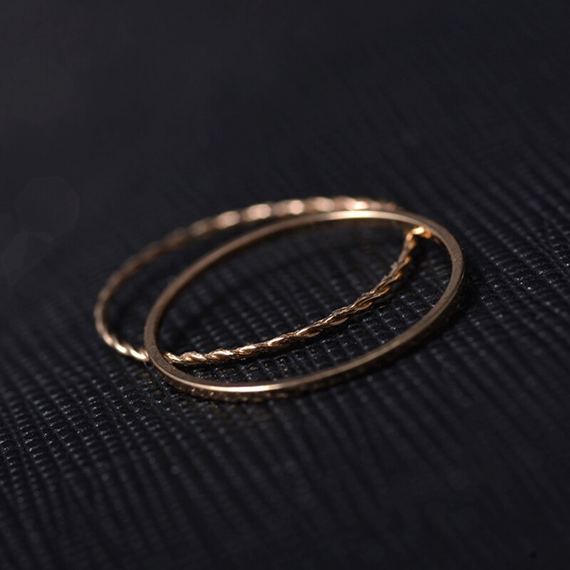 Gold Twist Geometrie 2 Stuk Ring Temperament Chic Dunne Eenvoudige Knuckle Ring Eenvoudige Vrouw Koreaanse Fijne Staart Ring set