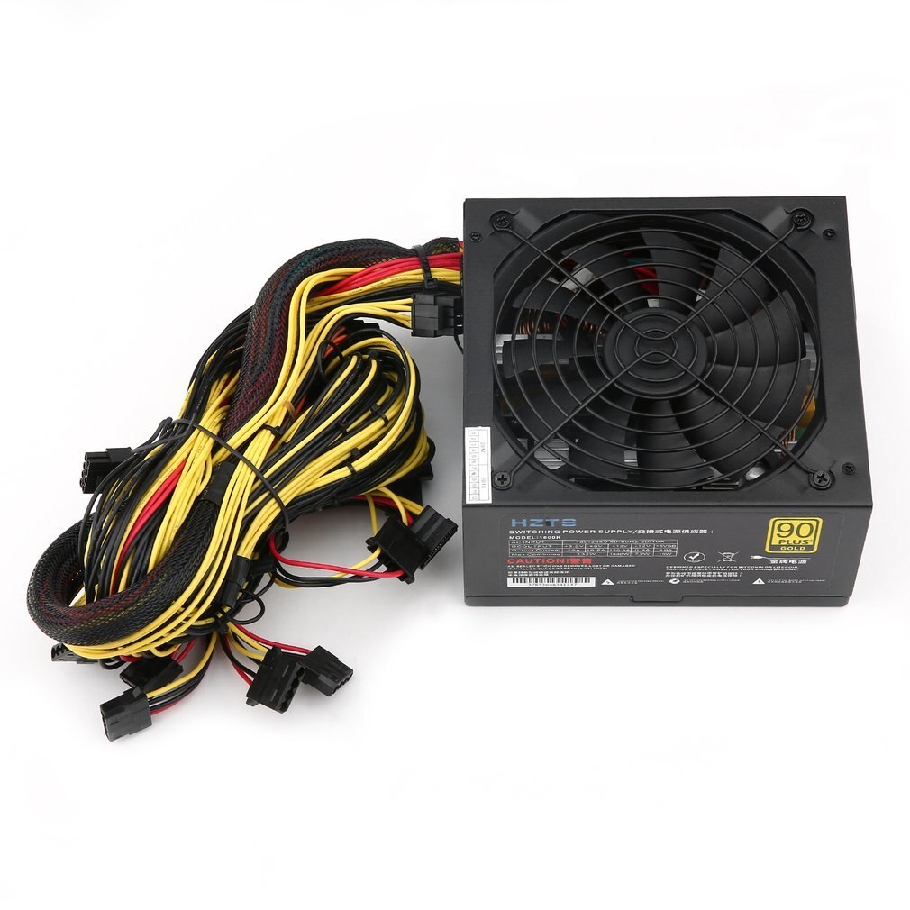 HZTS 1600W Power Supply For 6 GPU Eth Rig Ethereum Coin Mining Miner Machine with Low Noise Cooling Fan