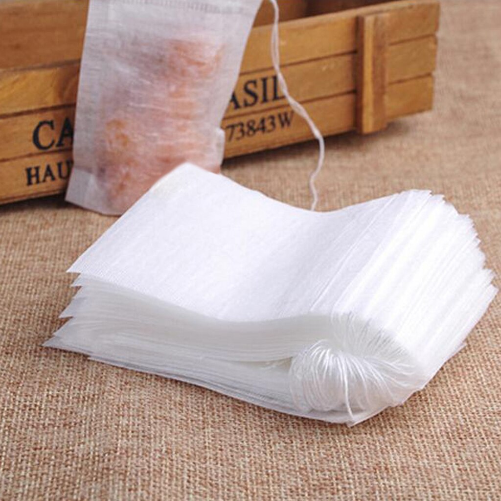 100 Pieces Disposable Tea Filter Empty Tea Bags - Folding / Drawstring Style