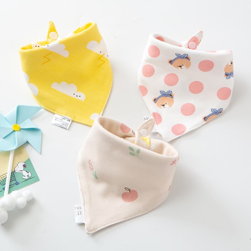 3Pcs Slabbers 100% Biologisch Katoen Slabbetjes Driehoek Burp Doek Cartoon Speeksel Handdoek Babyvoeding Slabbetjes Zachte Absorberende Jongens meisje Slabbetjes