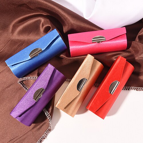 Leppestift etui retro brodert holder blomst med speil smykker emballasje boks tilfeldig farge