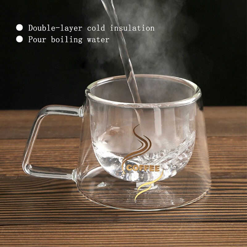 200ml Simple Double-Layer Transparent Heat-Insulated Glass Coffee Mug Double Wall Glass Cup Vacuum Cup for