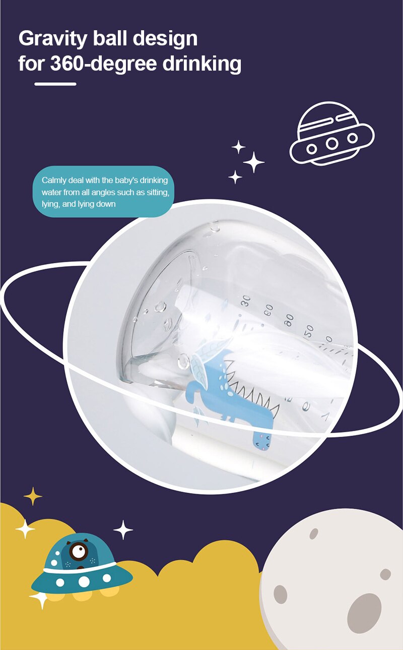 Babyfles waterbeker brede kaliber multifunctionele drinkmelk en drinkwater dubbele fles