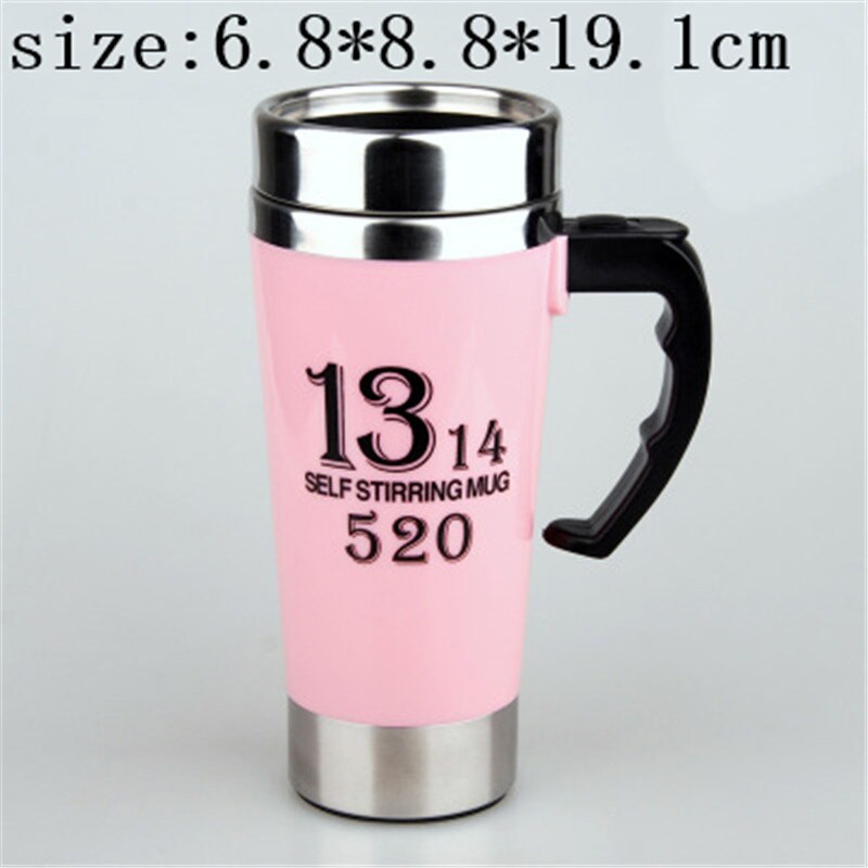 Self Stirrer Mug Automatic Double Coffee Milk Mixing Mugs Stainless Steel Thermal Insulated Cup Smart Electric Shaker Juice Cup: Pink-1314