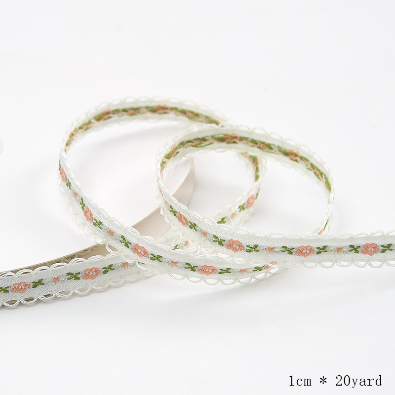 20 Meters Flower Packaging Ribbon Embroidered Lace Fabric Ribbon 1cm Diy Cake Ribbons: White