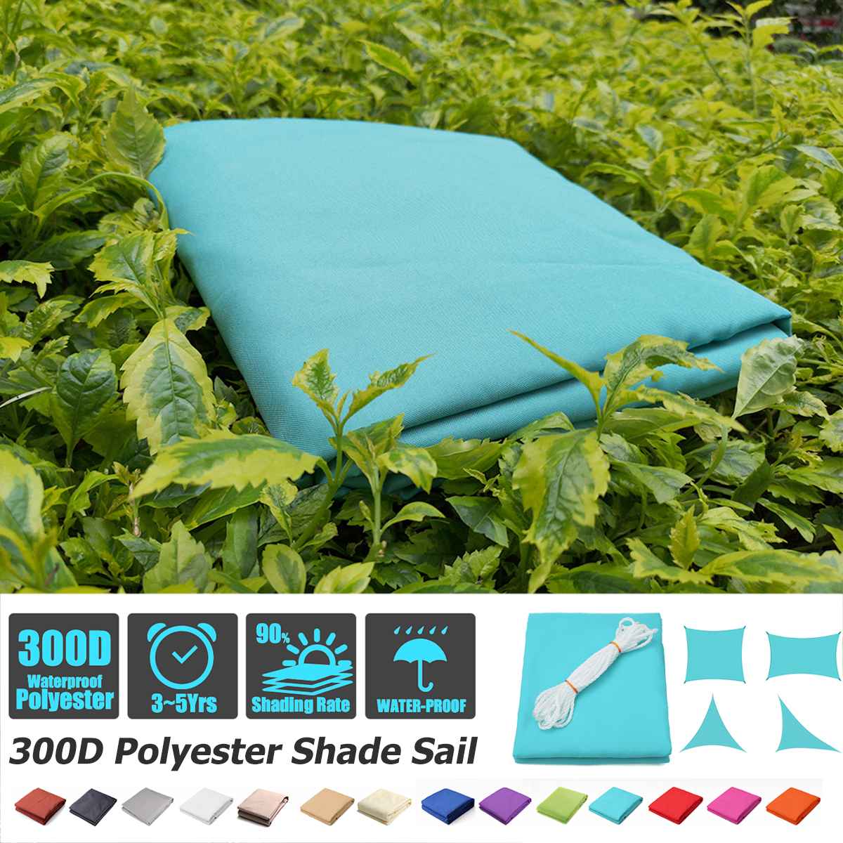 Sky Blue All Size Purple 300D Sun Shade Sail Home Outdoor Garden Waterproof Canopy Patio Plant Cover UV Block Awning Decoration
