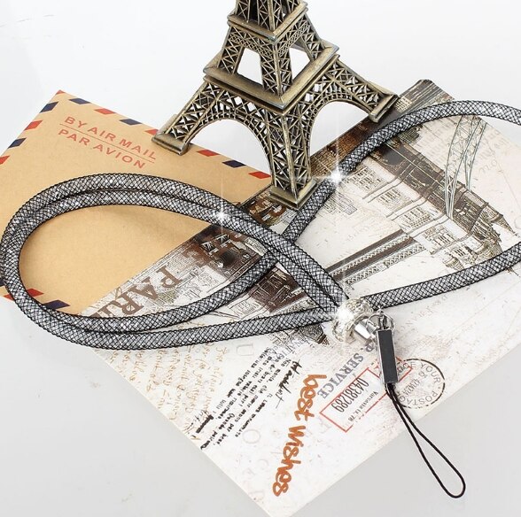 Lanyard Strap Crystal Neck Strap for iPhone 7 Plus 8 X SE Cellphones Phone Cases Keys Necklaces Rhinestone Keychain