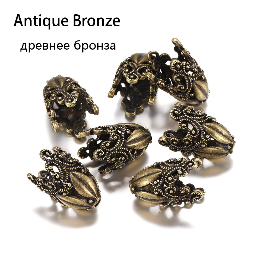 2 sztuk/partia Alloy starożytny złoty różne kształty kwiat koraliki czapki zaślepka złącza dla DIY kolczyki tworzenia biżuterii Accessroies: Bronze 1