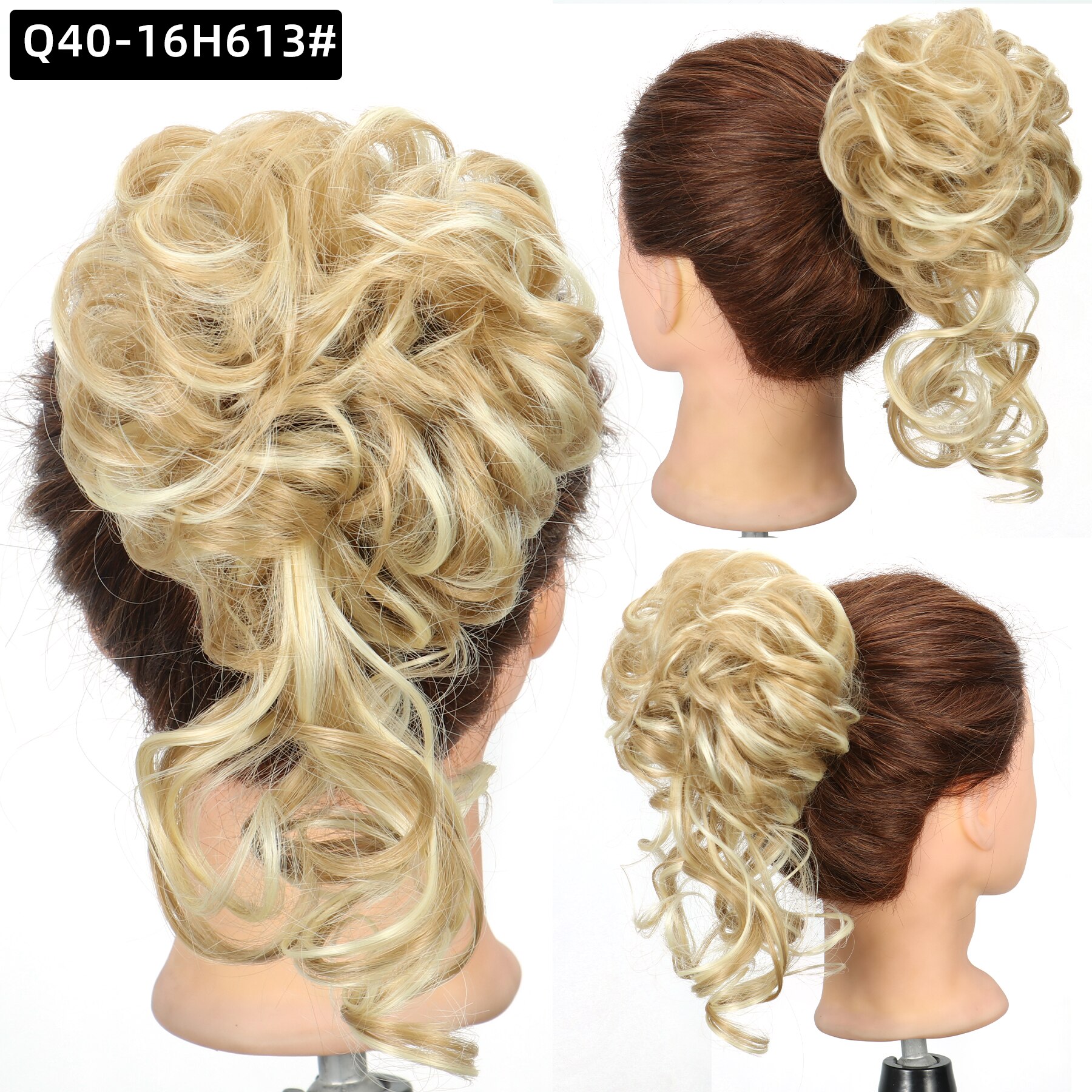 Synthetic Hair Bun Chignon Messy Curly Hair Band Elastic Scrunchy False Hair Pieces For Women Hairpins Black Brown: 16H613