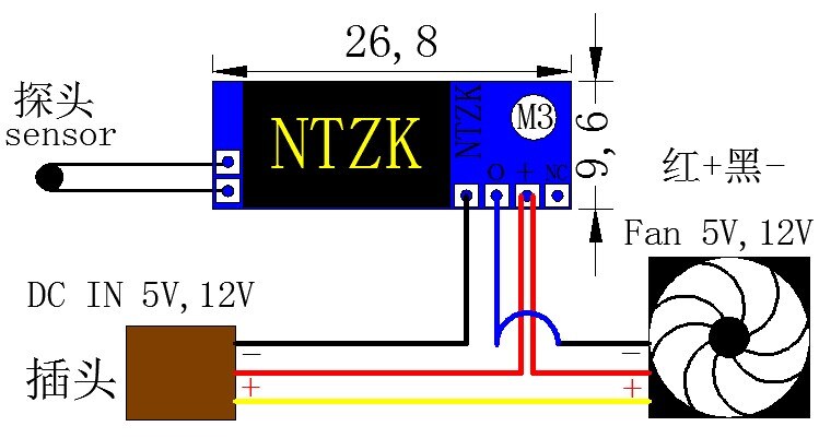 Régulateur de température de ventilateur 5V 12V, routage CPU dissipateur de chaleur FS-12TS régulation de vitesse automatique Miniature