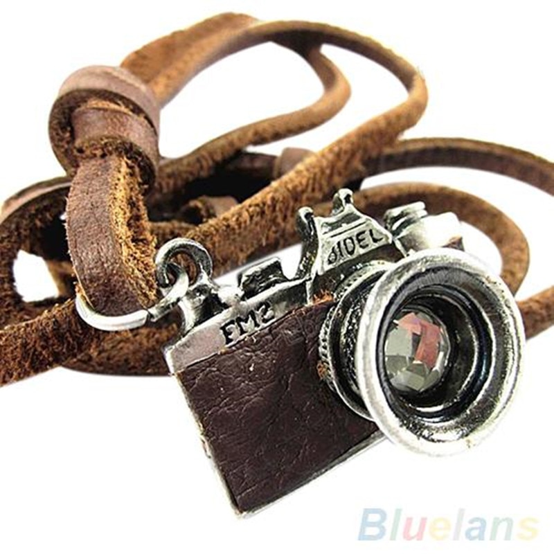 BLUELANS Vrouwen Mannen Camera Hanger Ketting Rock Punk Faux Lederen ketting choker Ketting Verjaardag mode-sieraden