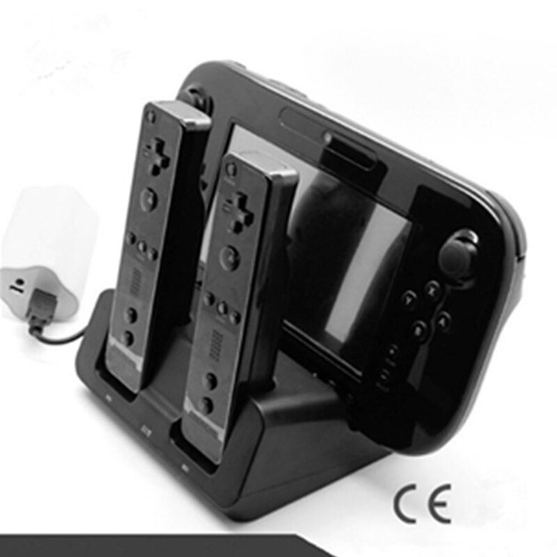 Chargeur Wii U, Station de recharge Wii support de quai Wii pour télécommande Wii et manette Wii U, 2 pièces Batteries 2800MAh et cordon de charge-B