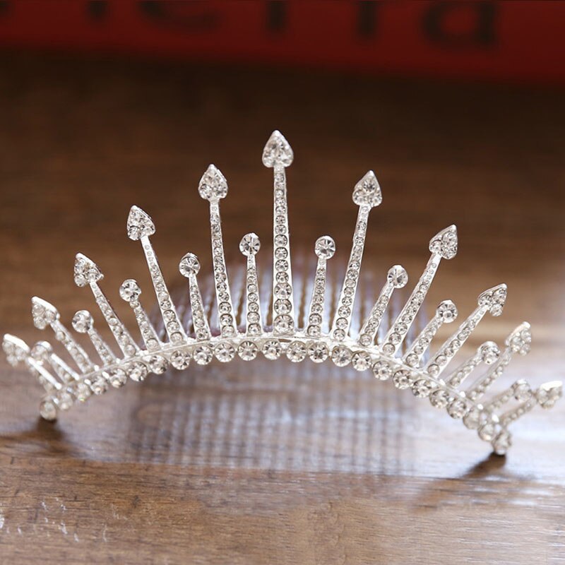 FORSEVEN Mini Silber Farbe Perle Strass Kristall Frauen Mädchen Prinzessin Diadem Hochzeit Haar Kamm Stil Tiara Krone Haar Schmuck: Style 13