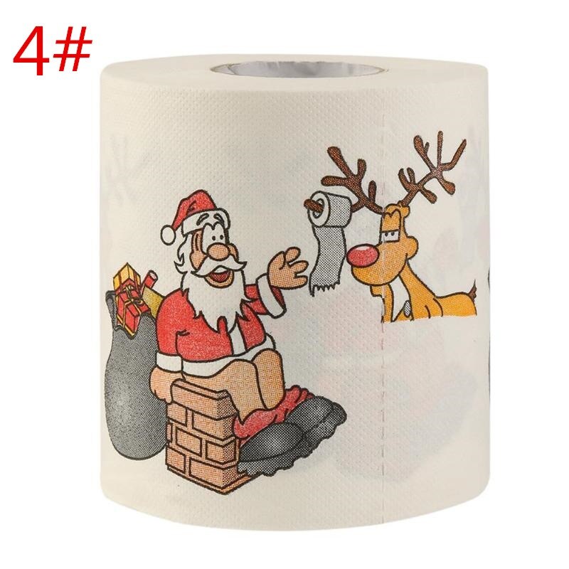 Rollo de papel higiénico para decoración del hogar, suministros festivos de Papá Noel, Reno, navidad, de Año ,: 4