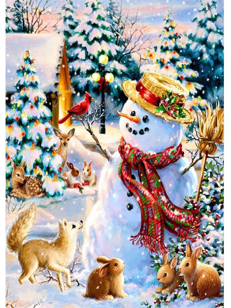 7PCS Christmas Diamond Painting Kits 5D Santa Claus Paint Full Drill Square Rhinestone Crystal Diamond Art Wall Home Decor