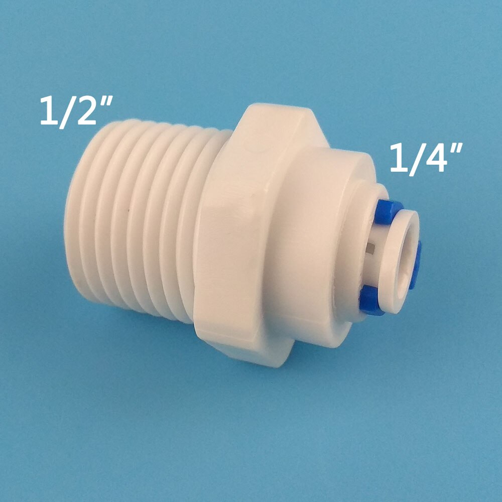 Conector rápido ROSCADO MACHO BSP de 1/4 &quot;OD Tube -1/2&quot;, tubo recto de agua RO, BSP, sin problemas de conector de tuerca, 10 Uds.