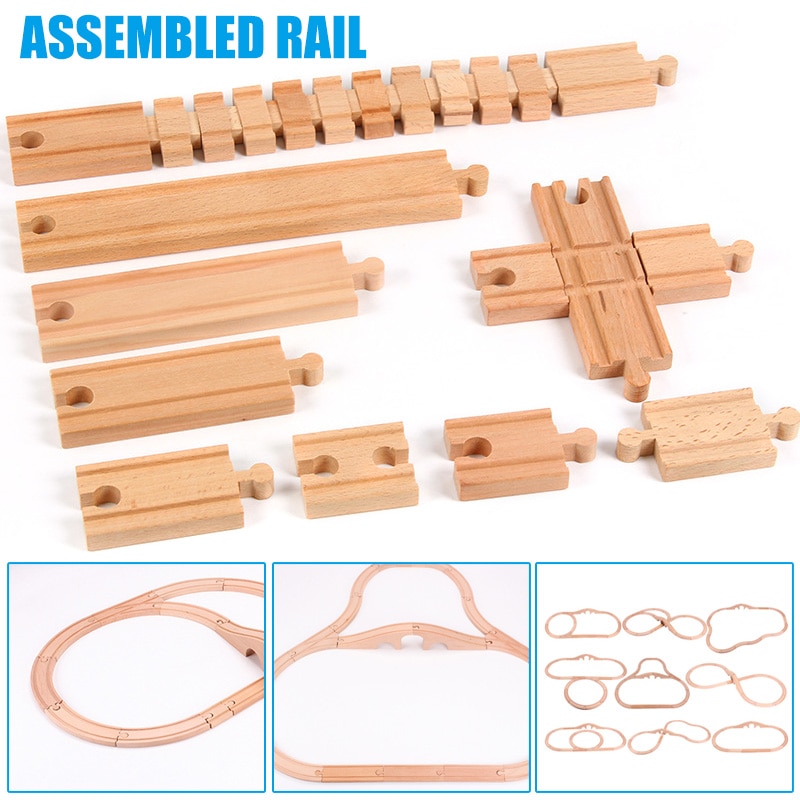 Wooden Train Track Accessories Railway Compatible with Wood Trains Wood Tracks Railway Toys for Kids BM88