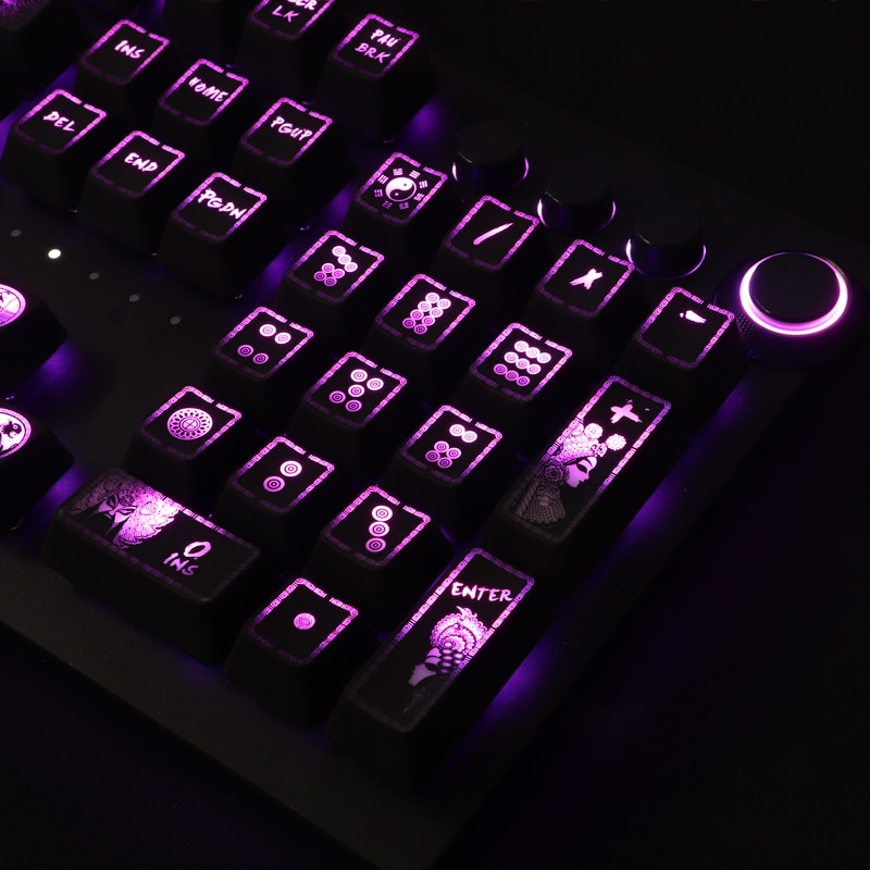 1 Juego de teclas retroiluminadas de alta gama, Teclado mecánico de estilo chino, tapa de llave de recubrimiento de agujero negro para Corsair K70 K95 Razer Cherry OEM