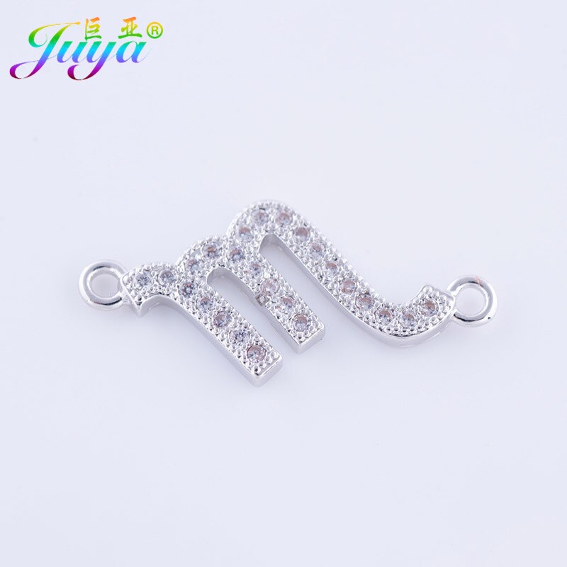 Gioielli FAI DA TE Forniture di Rame Femminile 12 Costellazioni Dello Zodiaco Fascino del Connettore Pendenti con gemme e perle Per Le Donne Del Braccialetto Della Collana Fare: White Gold Scorpio