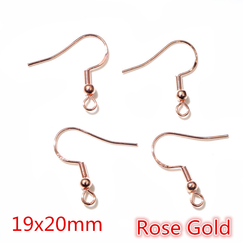 50 Uds. De 2 estilos, 925 de plata esterlina, pendientes de oro de rodio, ganchos, accesorios para hacer joyas: Rosa claro